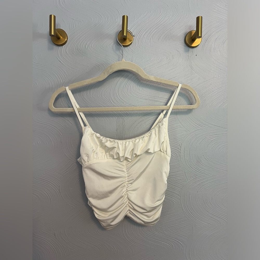 White Urban Outfitters Ruched Crop Top